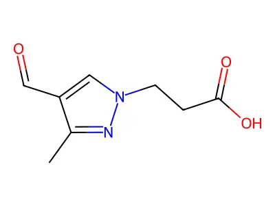 3-(4-formyl-3-methyl-1H-pyrazol-1-yl)propanoic acid structure