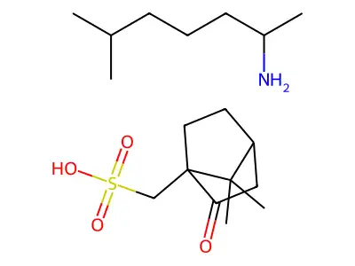(1,5-Dimethylhexyl)ammonium (1)-2-oxobornane-10-sulphonate structure