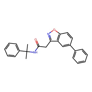 2-(5-Phenyl-1,2-benzoxazol-3-yl)-N-(2-phenylpropan-2-yl)acetamide structure