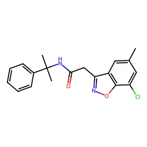2-(7-Chloro-5-methyl-1,2-benzoxazol-3-yl)-N-(2-phenylpropan-2-yl)acetamide structure