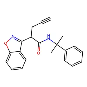 2-(1,2-Benzoxazol-3-yl)-N-(2-phenylpropan-2-yl)pent-4-ynamide structure