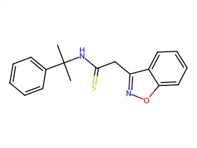 2-(1,2-Benzoxazol-3-yl)-N-(2-phenylpropan-2-yl)ethanethioamide structure