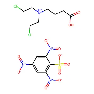 Butyric acid, 4-(bis(2-chloroethyl)amino)-, 2,4,6-trinitrobenzenesulfonate structure