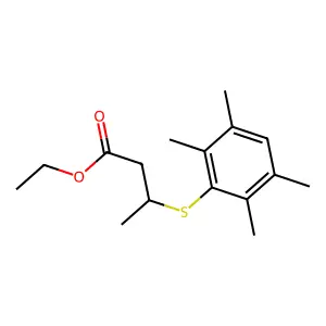 Butyric acid, 3-((2,3,5,6-tetramethylphenyl)thio)-, ethyl ester structure