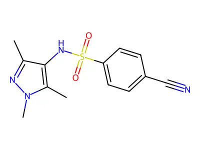 4-cyano-N-(trimethyl-1H-pyrazol-4-yl)benzene-1-sulfonamide structure