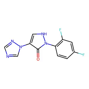 1-(2,4-difluorophenyl)-4-(1H-1,2,4-triazol-1-yl)-1H-pyrazol-5-ol structure