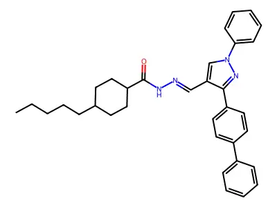 4-pentyl-N-[[1-phenyl-3-(4-phenylphenyl)pyrazol-4-yl]methylideneamino]cyclohexane-1-carboxamide structure