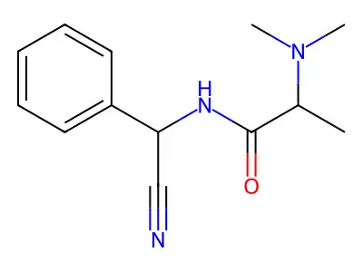 N-(alpha-Cyanobenzyl)-2-(dimethylamino)propionamide structure