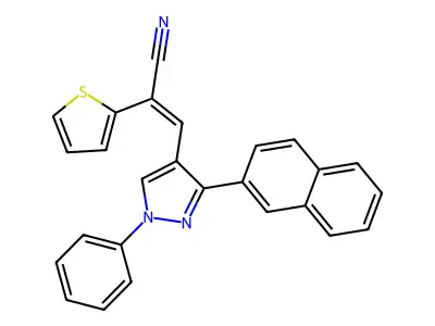 3-(3-Naphthalen-2-yl-1-phenylpyrazol-4-yl)-2-thiophen-2-ylprop-2-enenitrile structure