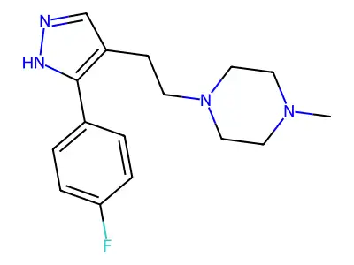 1-{2-[3-(4-fluorophenyl)-1H-pyrazol-4-yl]ethyl}-4-methylpiperazine structure