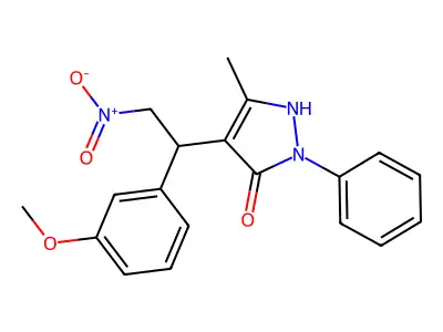 4-[1-(3-methoxyphenyl)-2-nitroethyl]-3-methyl-1-phenyl-1H-pyrazol-5-ol structure