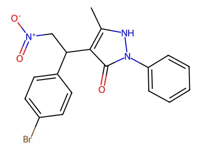 4-[1-(4-bromophenyl)-2-nitroethyl]-5-methyl-2-phenyl-1H-pyrazol-3-one structure