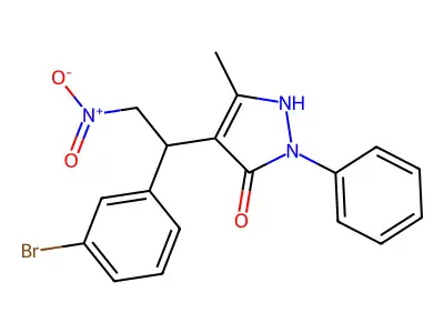 4-(1-(3-bromophenyl)-2-nitroethyl)-3-methyl-1-phenyl-1H-pyrazol-5-ol structure