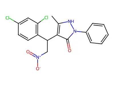 4-(1-(2,4-dichlorophenyl)-2-nitroethyl)-3-methyl-1-phenyl-1H-pyrazol-5-ol structure