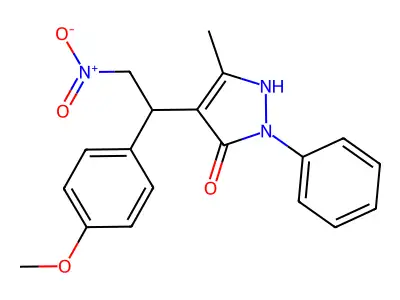 4-[1-(4-methoxyphenyl)-2-nitroethyl]-5-methyl-2-phenyl-1H-pyrazol-3-one structure