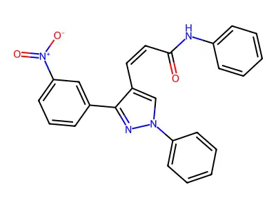 (Z)-3-(3-(3-nitrophenyl)-1-phenyl-1H-pyrazol-4-yl)-N-phenylacrylamide structure