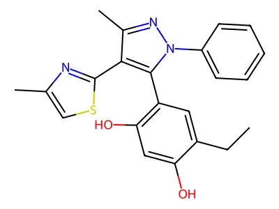 4-ethyl-6-[3-methyl-4-(4-methyl-1,3-thiazol-2-yl)-1-phenyl-1H-pyrazol-5-yl]benzene-1,3-diol structure
