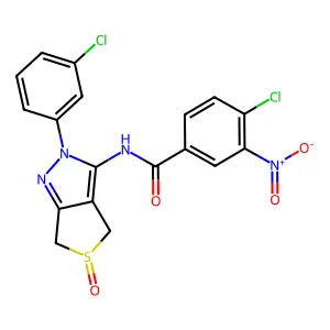 4-chloro-N-(2-(3-chlorophenyl)-5-oxido-4,6-dihydro-2H-thieno[3,4-c]pyrazol-3-yl)-3-nitrobenzamide structure