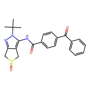 4-benzoyl-N-(2-(tert-butyl)-5-oxido-4,6-dihydro-2H-thieno[3,4-c]pyrazol-3-yl)benzamide structure