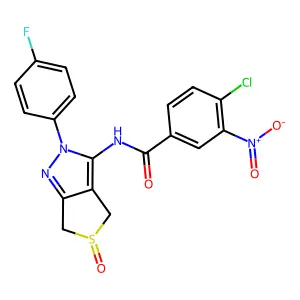 4-chloro-N-(2-(4-fluorophenyl)-5-oxido-4,6-dihydro-2H-thieno[3,4-c]pyrazol-3-yl)-3-nitrobenzamide structure