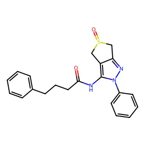 N-(5-oxido-2-phenyl-4,6-dihydro-2H-thieno[3,4-c]pyrazol-3-yl)-4-phenylbutanamide structure