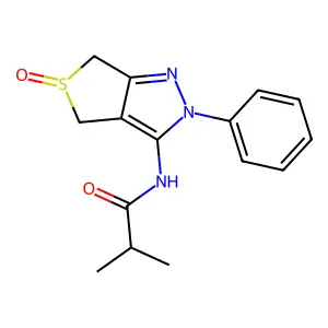 2-methyl-N-(5-oxo-2-phenyl-4,6-dihydrothieno[3,4-c]pyrazol-3-yl)propanamide structure