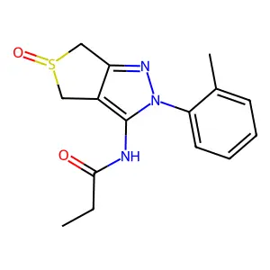 N-[2-(2-methylphenyl)-5-oxo-4,6-dihydrothieno[3,4-c]pyrazol-3-yl]propanamide structure