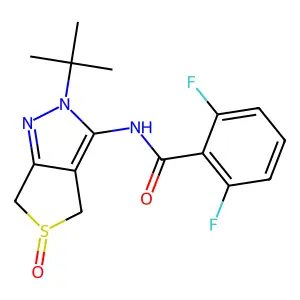 N-(2-(tert-butyl)-5-oxido-4,6-dihydro-2H-thieno[3,4-c]pyrazol-3-yl)-2,6-difluorobenzamide structure
