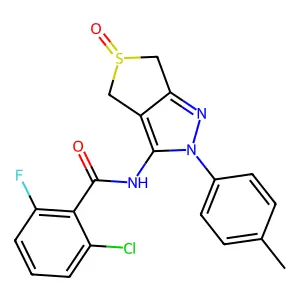 2-chloro-6-fluoro-N-(5-oxido-2-(p-tolyl)-4,6-dihydro-2H-thieno[3,4-c]pyrazol-3-yl)benzamide structure