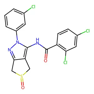 2,4-dichloro-N-(2-(3-chlorophenyl)-5-oxido-4,6-dihydro-2H-thieno[3,4-c]pyrazol-3-yl)benzamide structure