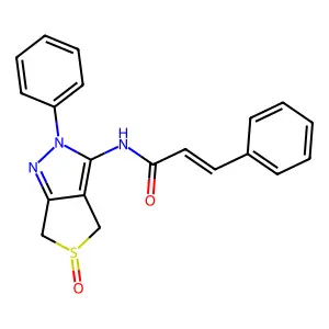 (Z)-N-(5-oxido-2-phenyl-4,6-dihydro-2H-thieno[3,4-c]pyrazol-3-yl)-3-phenylacrylamide structure