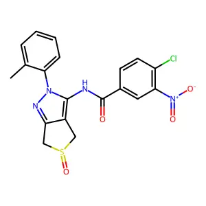 4-chloro-3-nitro-N-(5-oxido-2-(o-tolyl)-4,6-dihydro-2H-thieno[3,4-c]pyrazol-3-yl)benzamide structure