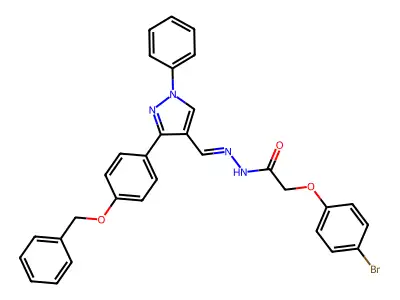 2-(4-bromophenoxy)-N-[[1-phenyl-3-(4-phenylmethoxyphenyl)pyrazol-4-yl]methylideneamino]acetamide structure