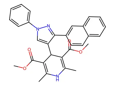 dimethyl 2,6-dimethyl-4-[3-(2-naphthyl)-1-phenyl-1H-pyrazol-4-yl]-1,4-dihydro-3,5-pyridinedicarboxylate structure