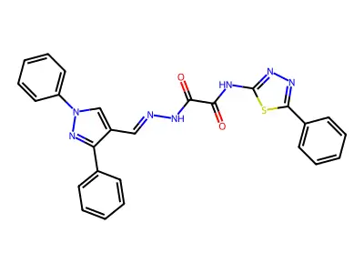 2-Oxo-2-[(5-phenyl-1,3,4-thiadiazol-2-yl)amino]acetic acid 2-[(1,3-diphenyl-1H-pyrazol-4-yl)methylene]hydrazide structure
