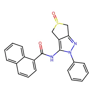 N-(5-oxido-2-phenyl-4,6-dihydro-2H-thieno[3,4-c]pyrazol-3-yl)-1-naphthamide structure