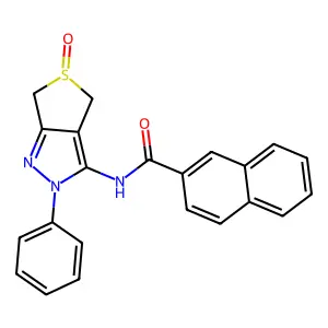 N-(5-oxo-2-phenyl-4,6-dihydrothieno[3,4-c]pyrazol-3-yl)naphthalene-2-carboxamide structure