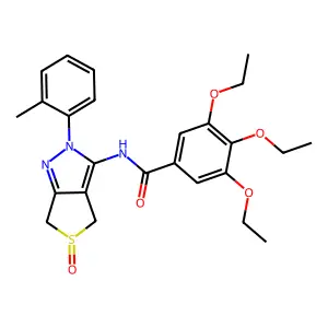 3,4,5-triethoxy-N-(5-oxido-2-(o-tolyl)-4,6-dihydro-2H-thieno[3,4-c]pyrazol-3-yl)benzamide structure