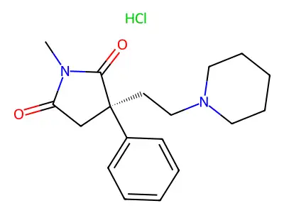 Succinimide, N-methyl-2-phenyl-2-(2-piperidinoethyl)-, hydrochloride, (-)- structure