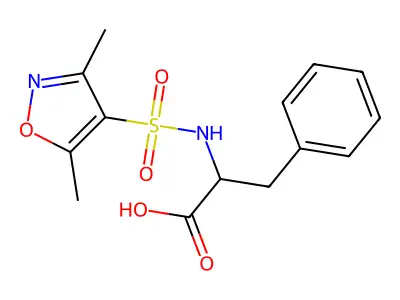 N-[(3,5-dimethyl-1,2-oxazol-4-yl)sulfonyl]phenylalanine structure