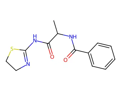 N-(1-((4,5-dihydrothiazol-2-yl)amino)-1-oxopropan-2-yl)benzamide structure