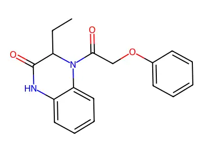 3-ethyl-4-(2-phenoxyacetyl)-3,4-dihydro-2(1H)-quinoxalinone structure