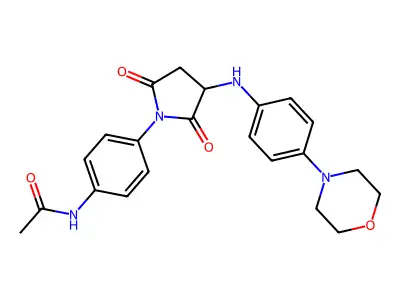 N-(4-{3-[(4-morpholin-4-ylphenyl)amino]-2,5-dioxoazolidinyl}phenyl)acetamide structure