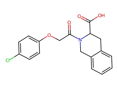 2-[2-(4-Chlorophenoxy)acetyl]-1,2,3,4-tetrahydroisoquinoline-3-carboxylic acid structure