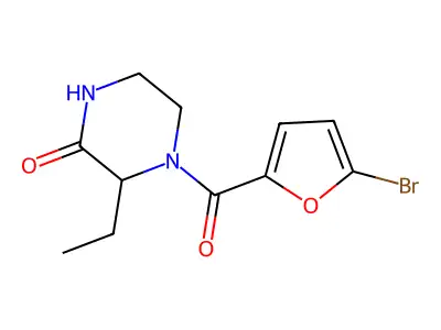 4-(5-Bromofuran-2-carbonyl)-3-ethylpiperazin-2-one structure