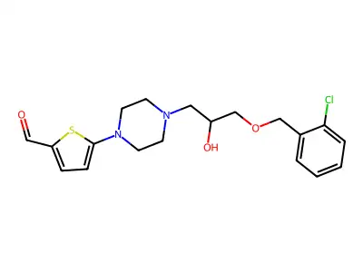 5-(4-{3-[(2-chlorophenyl)methoxy]-2-hydroxypropyl}piperazin-1-yl)thiophene-2-carbaldehyde structure