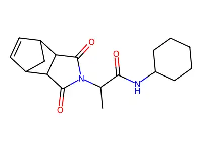 N-cyclohexyl-2-(1,3-dioxo-1,3,3a,4,7,7a-hexahydro-2H-4,7-methanoisoindol-2-yl)propanamide structure