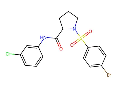1-[(4-bromophenyl)sulfonyl]-N-(3-chlorophenyl)-2-pyrrolidinecarboxamide structure