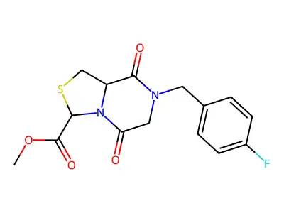 methyl 7-(4-fluorobenzyl)-5,8-dioxohexahydro[1,3]thiazolo[3,4-a]pyrazine-3-carboxylate structure
