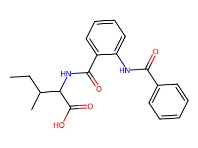 2-[(2-Benzamidobenzoyl)amino]-3-methylpentanoic acid structure